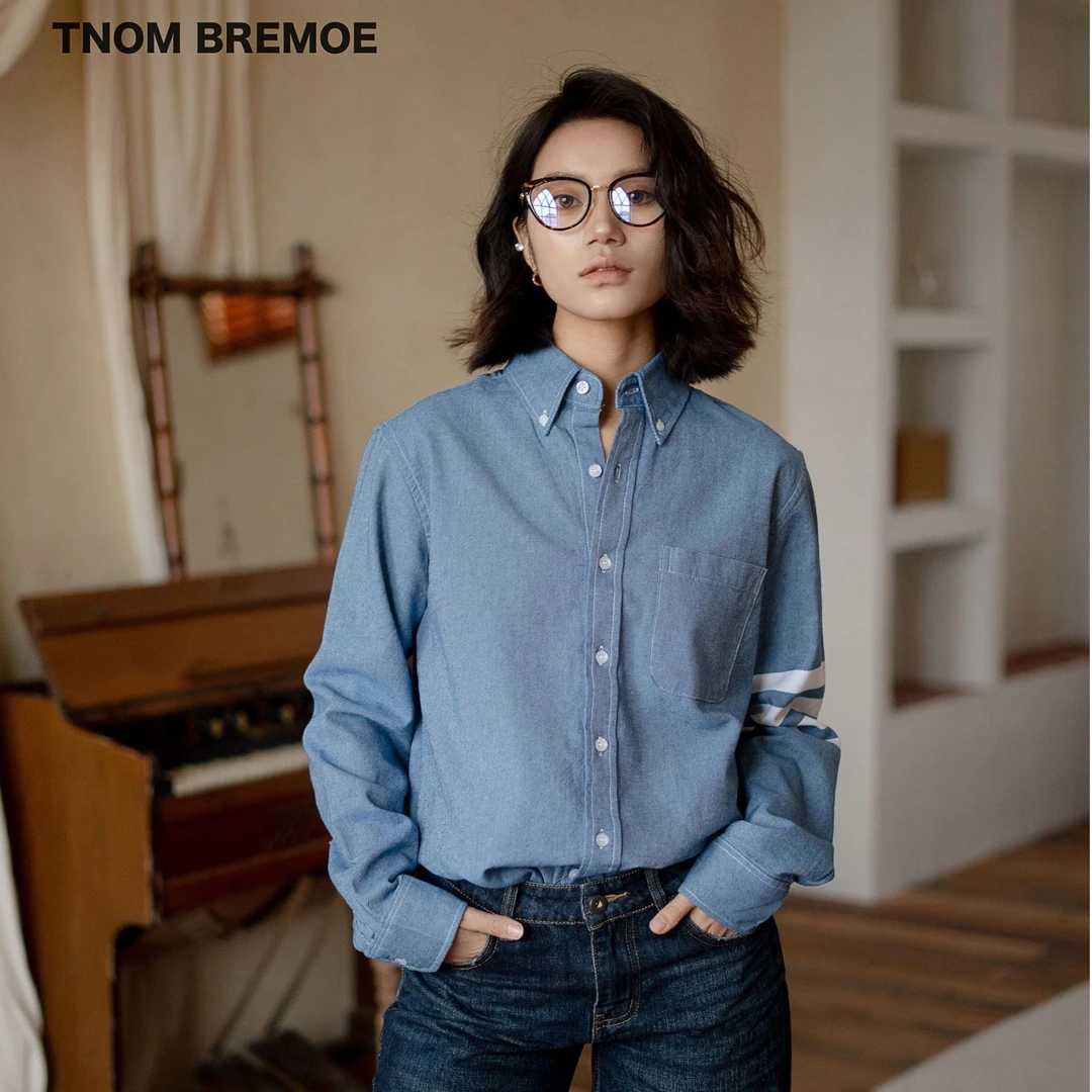 2025男女同款新款时尚百搭休闲长袖蓝色深牛仔衬衫