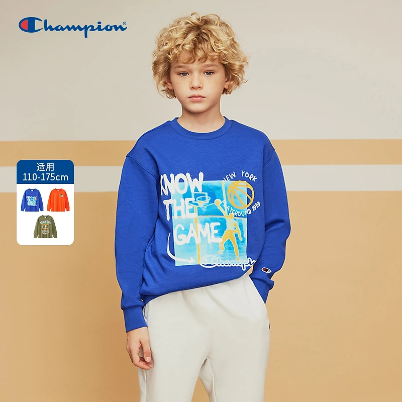 Champion冠军童装秋季简约精致圆领卫衣306909