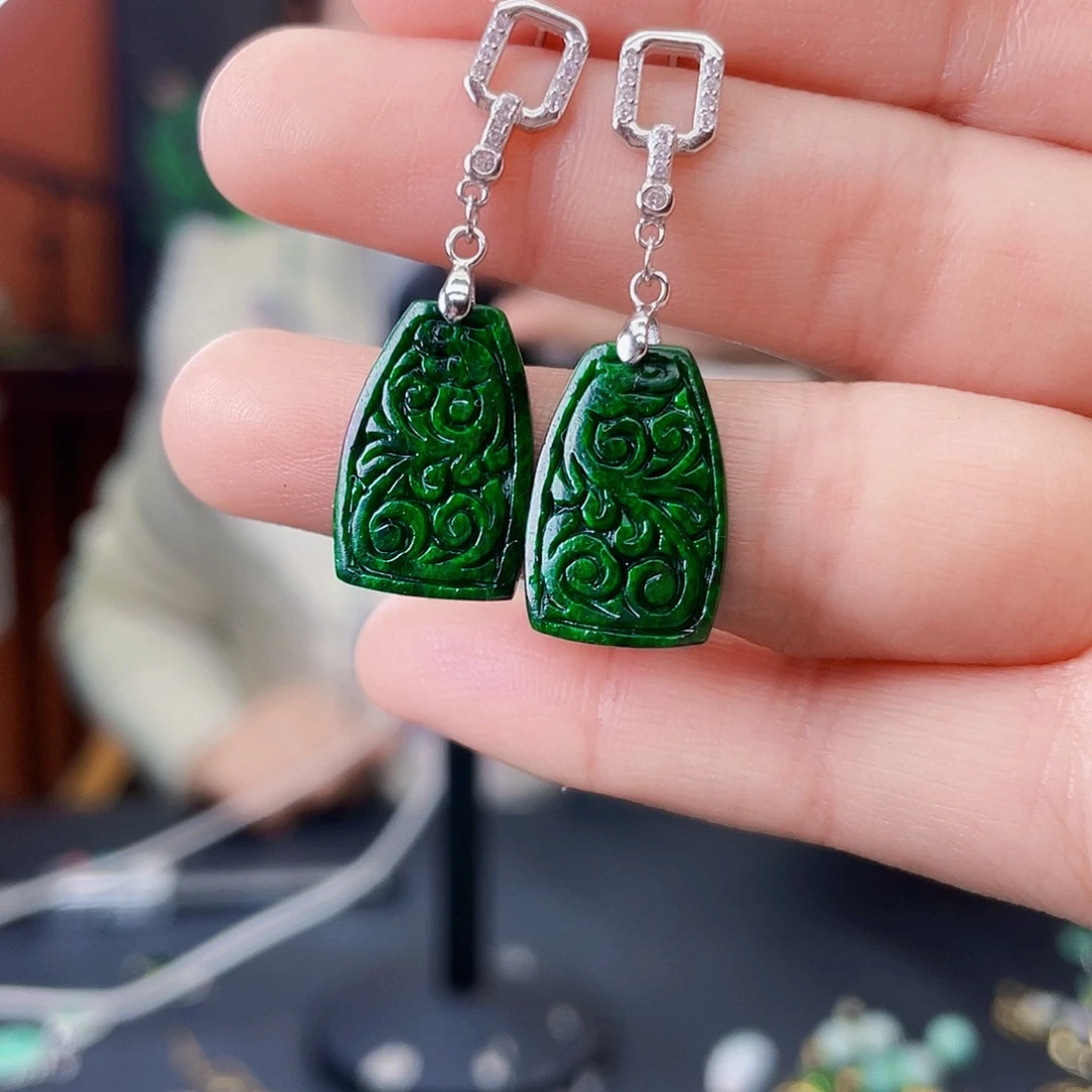 翡翠未镶嵌耳饰饰品