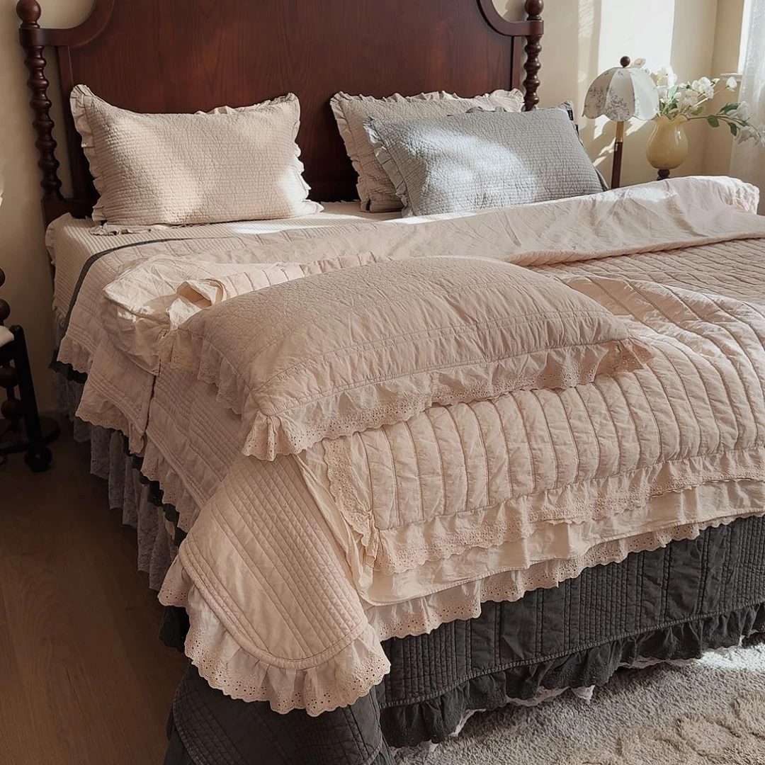 棉奶杏色四件套新款