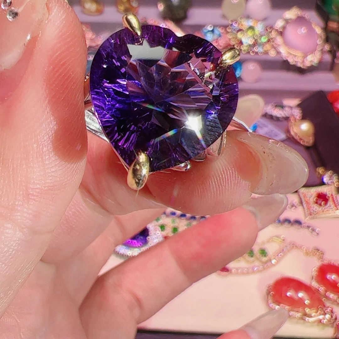 紫晶紫水晶银S925镶嵌