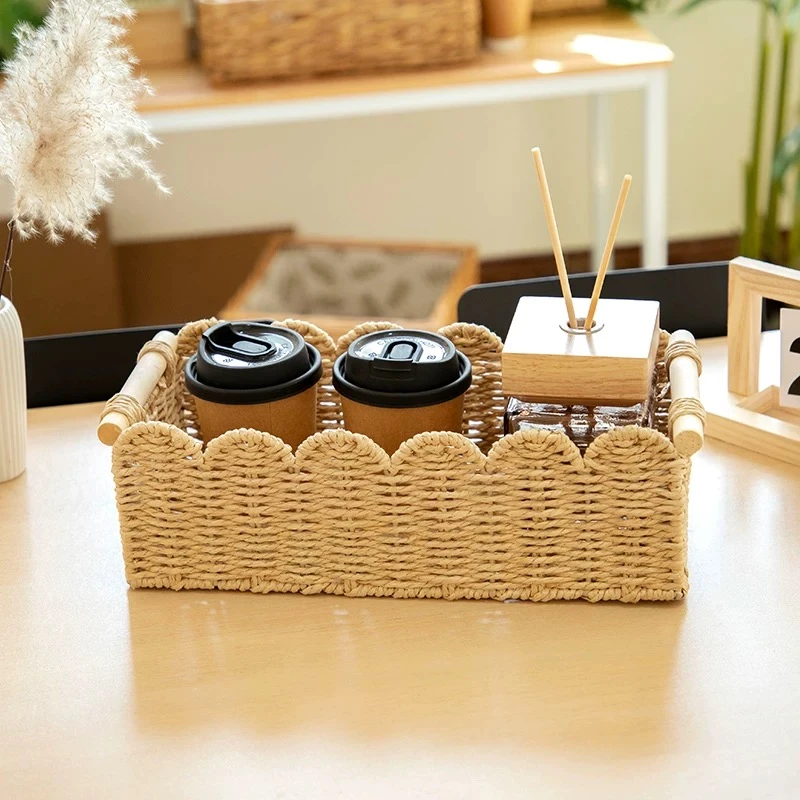 手工编织玩具收纳筐客厅卧室桌面收纳篮茶几零食储物篮家用杂物筐
