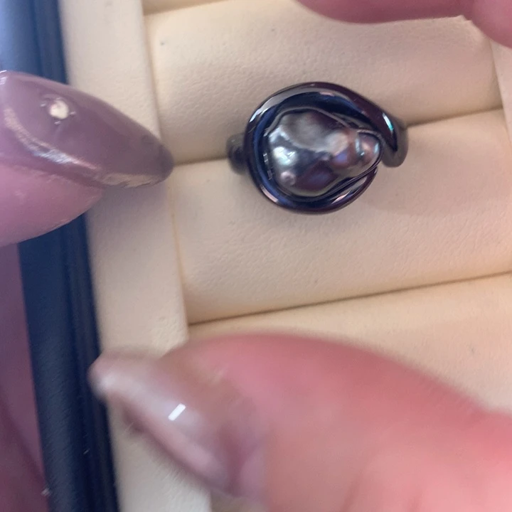 银S925镶嵌戒指海水珍珠