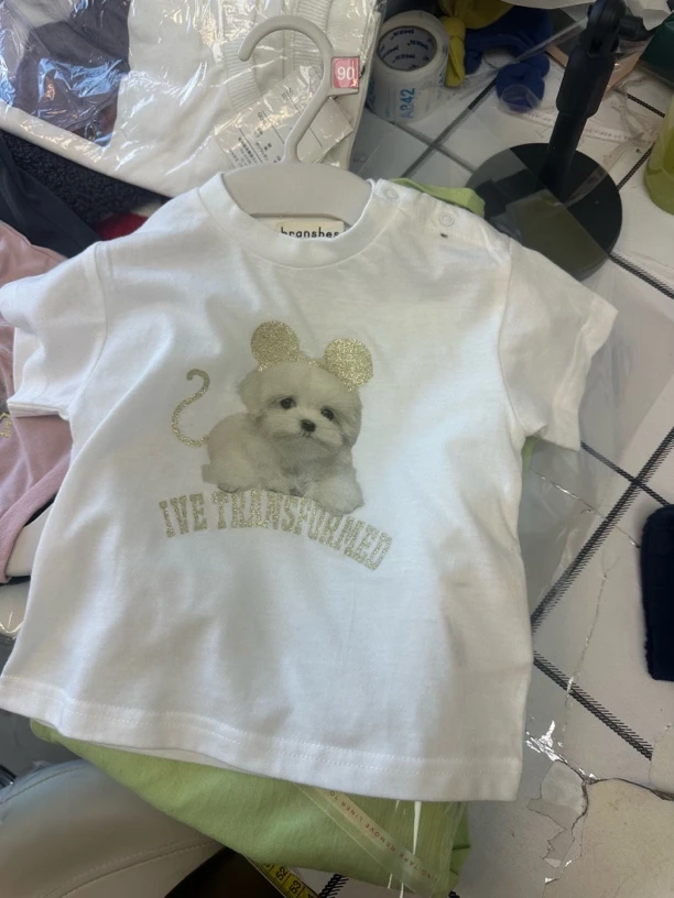 小泡芙白色狗狗短袖t