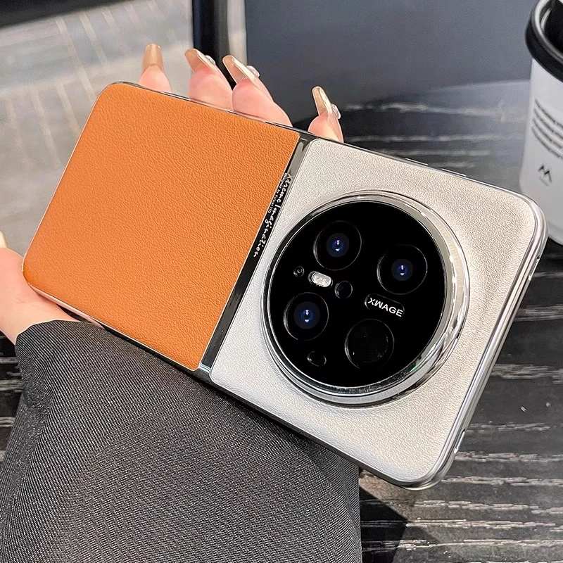 轻奢素皮适用华为mate70pro手机壳mate70pro保护套mate60镜头全包
