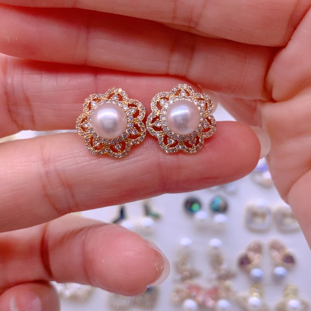 合金淡水珍珠耳饰