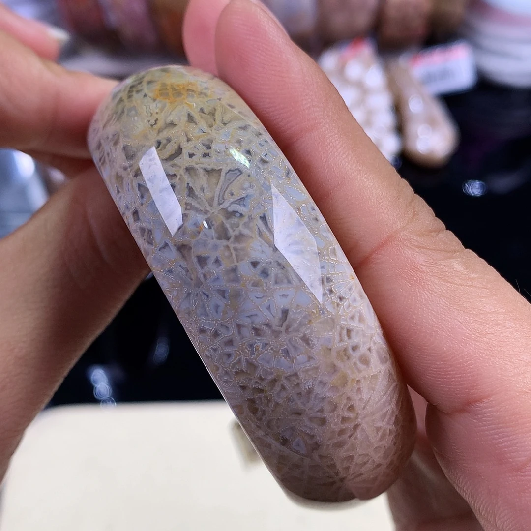 硅化珊瑚（珊瑚玉）未镶嵌吊坠(赠链)（43号）蓝底万花筒56.5