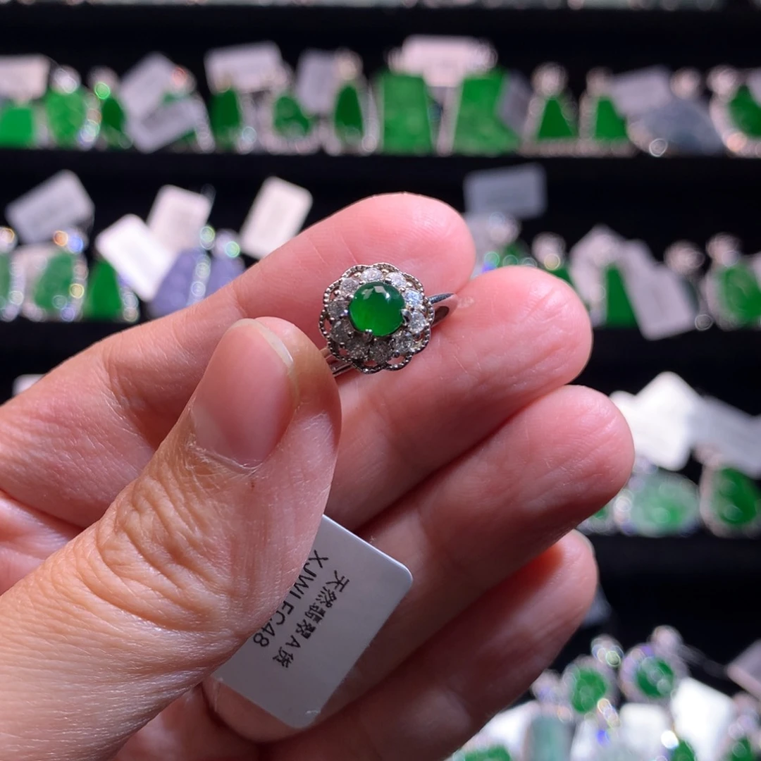 【闪购商品】银S925镶嵌戒指翡翠天然翡翠