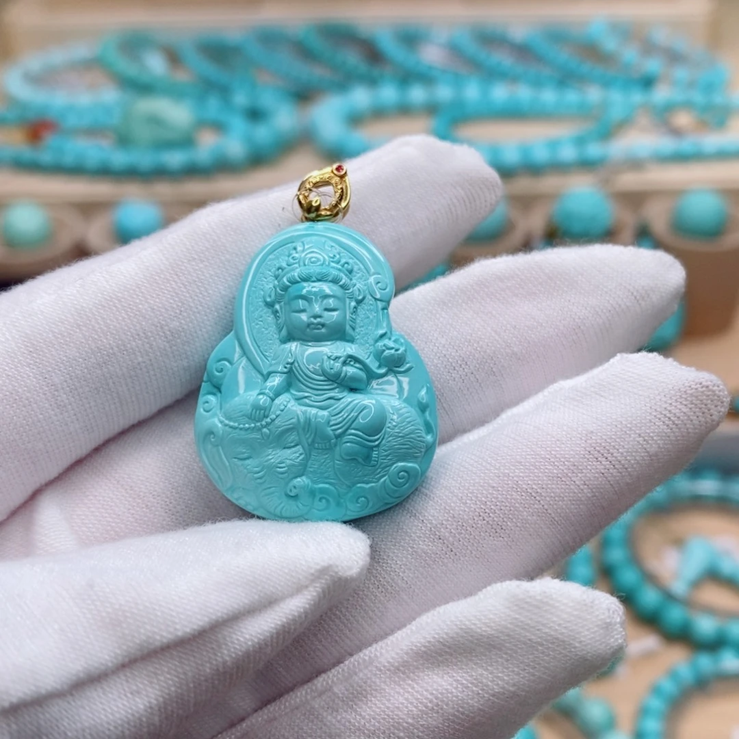 绿松石18K金镶嵌珠宝奇石