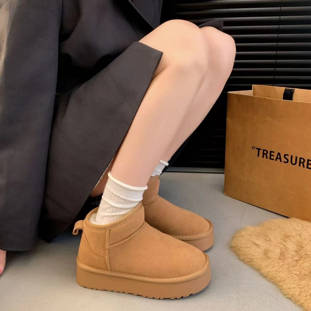 2024年新款雪地靴女冬季加绒加厚棉靴韩版厚底棉鞋5853