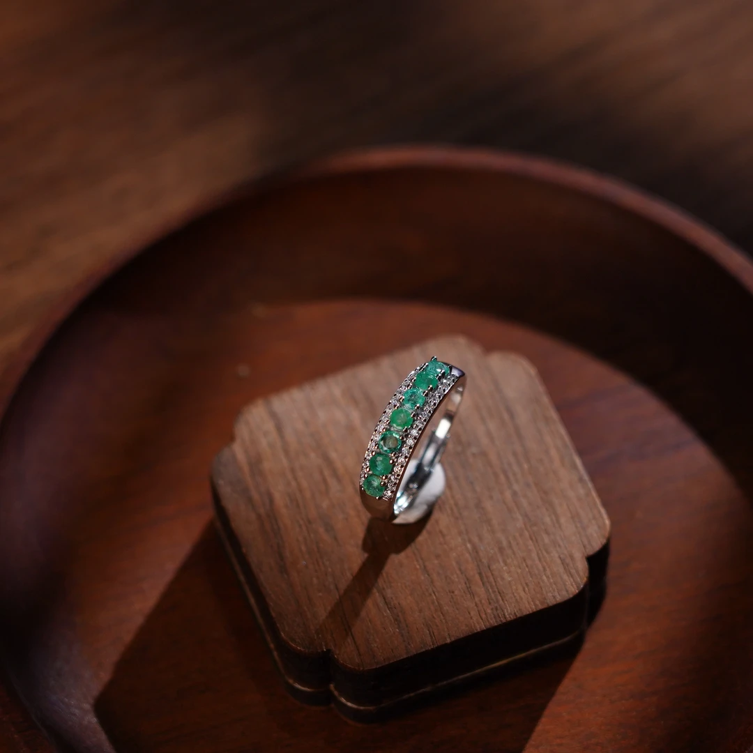 【睿泽赏宝】S925祖母绿戒指 2mm YYG2142