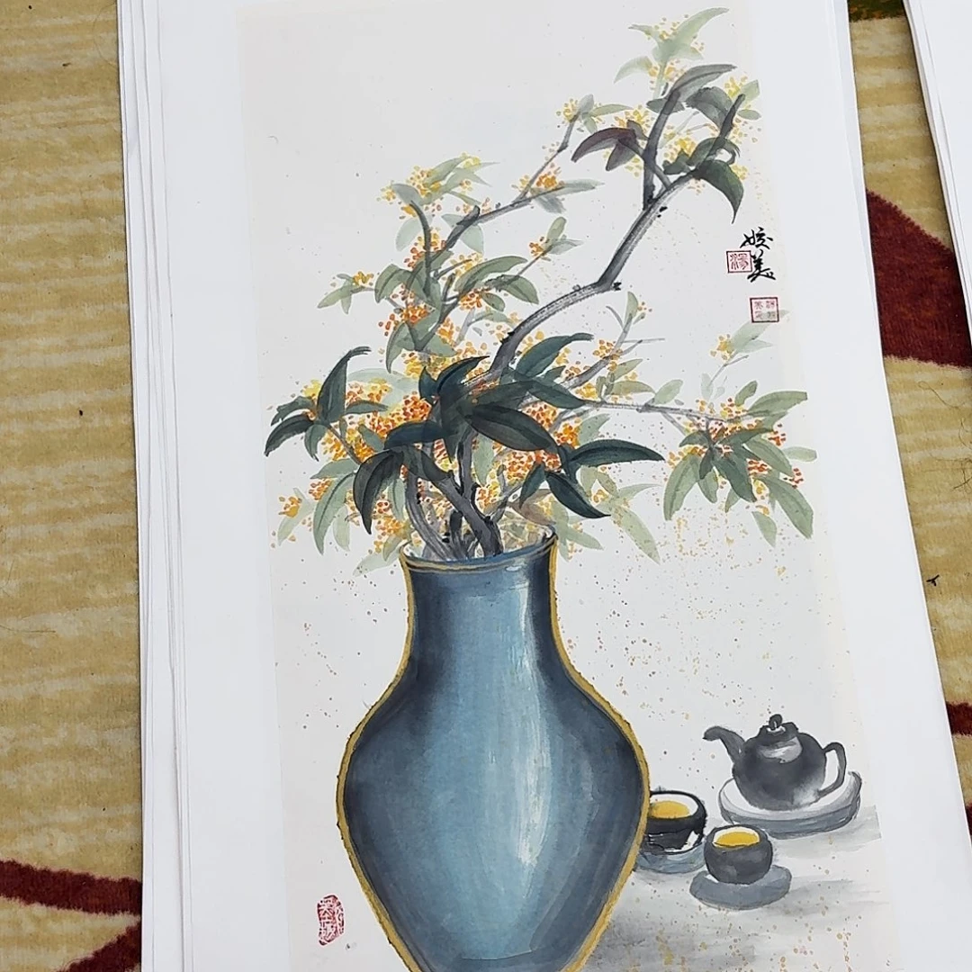 国画四尺三开手绘