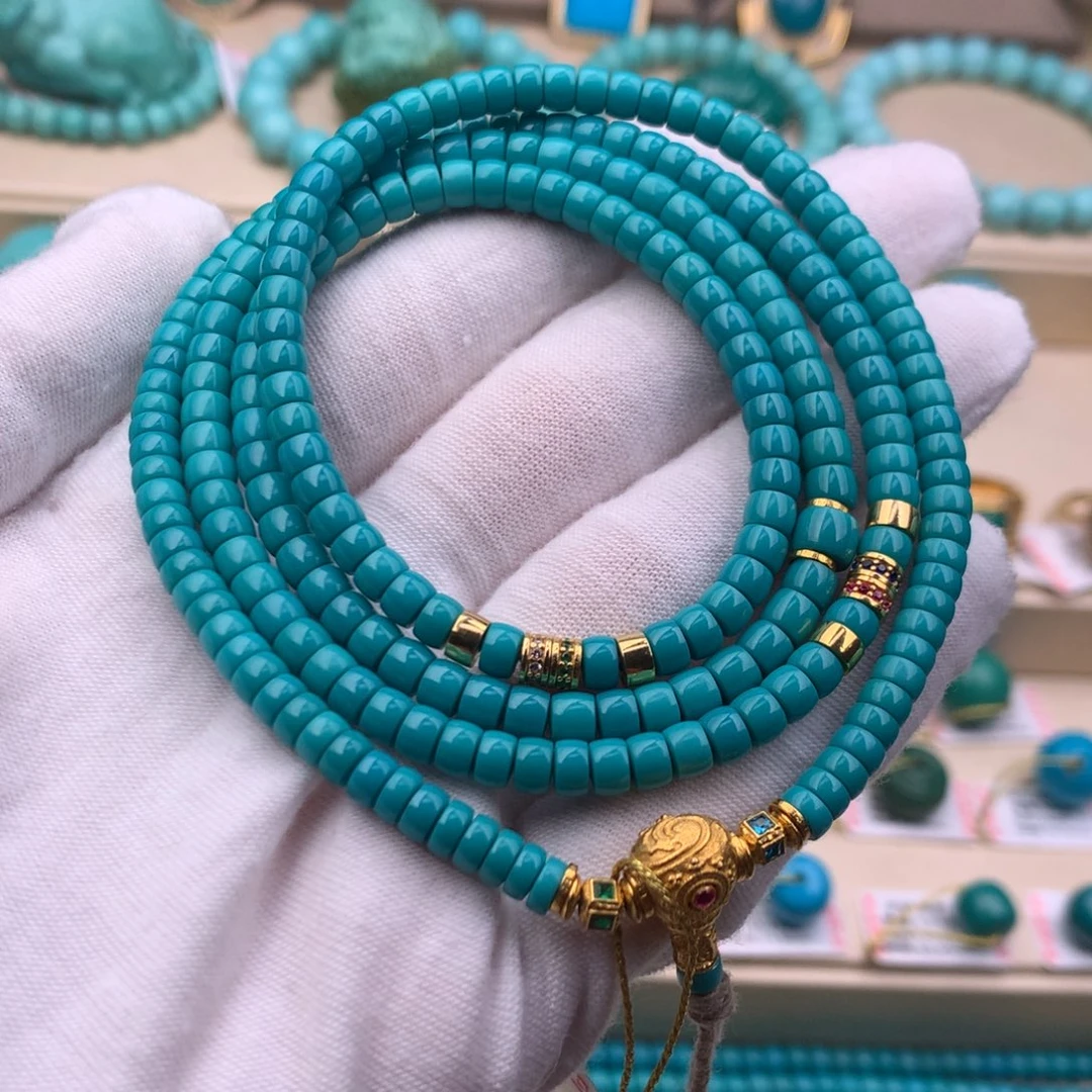 绿松石18K金镶嵌珠宝奇石