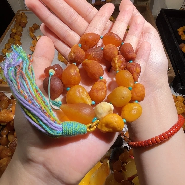 福****琥珀未镶嵌颈饰蜜蜡海漂18手持