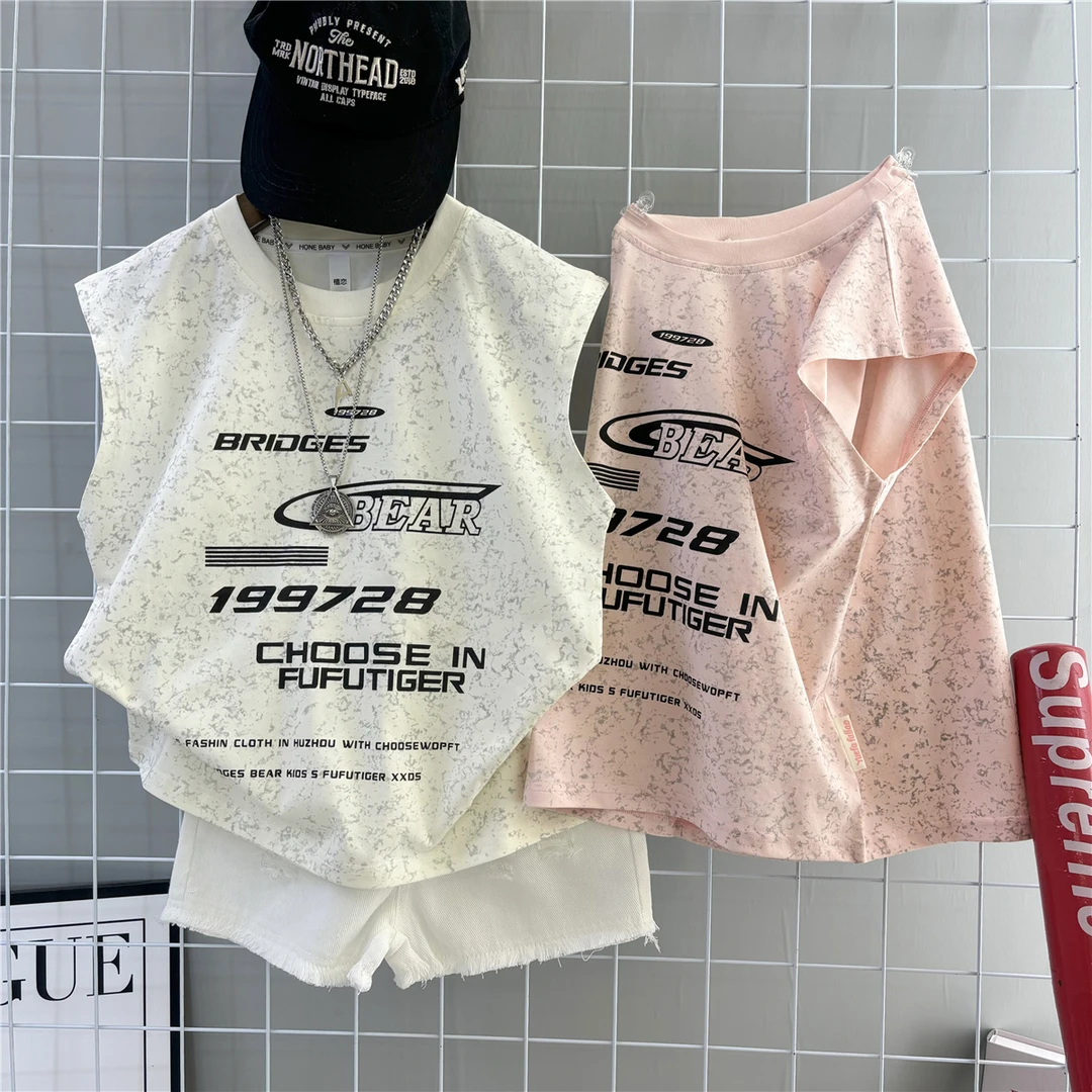 男童夏款2025款中大小男孩夏季无袖上衣背心宝宝夏装韩版