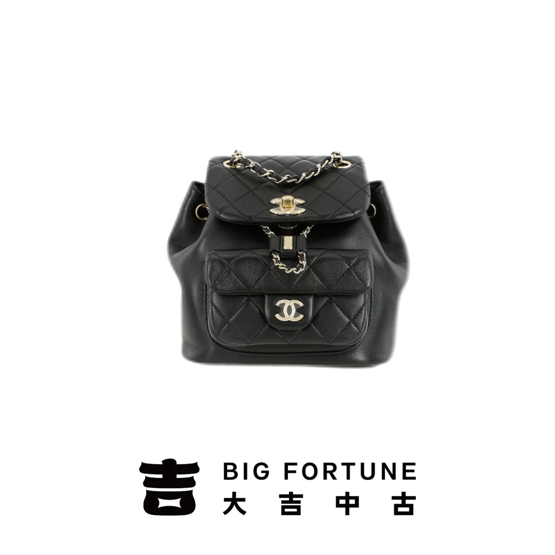 99新 Chanel/香奈儿 大吉中古/Chanel 24k黑金duma小号双肩包