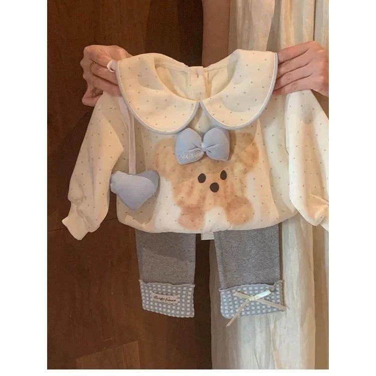 女童卫衣套装秋装2025儿童新款小童宝宝洋气长袖上衣长裤子两件套
