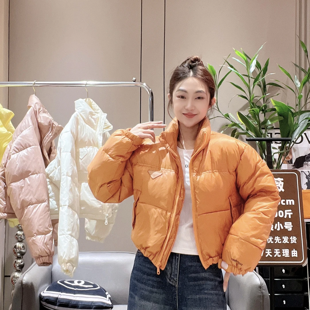 2025冬季新款女短款白鸭绒加厚立领刺绣保暖时尚百搭欧版羽绒服24