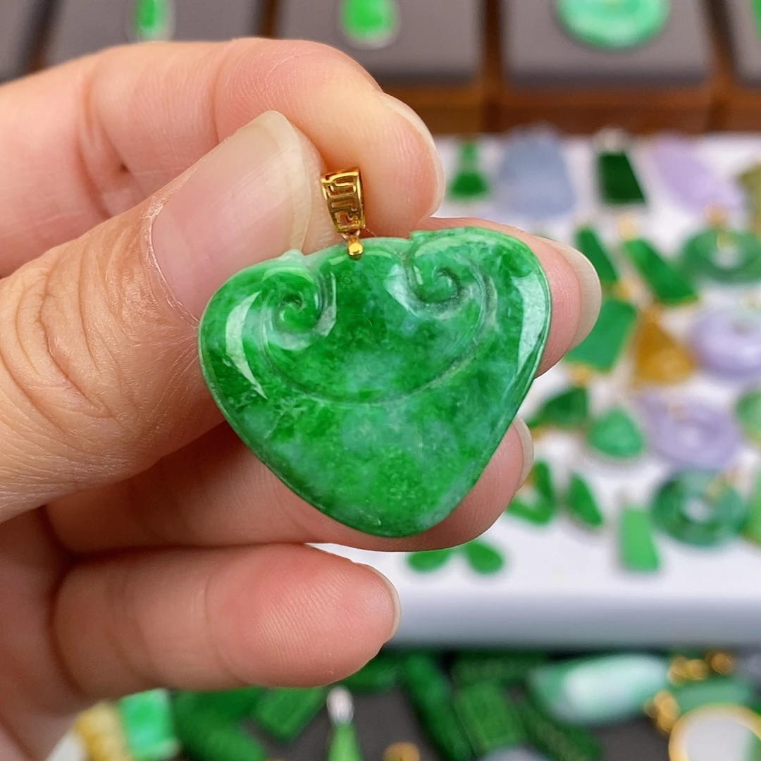 吊坠(不含链)18K金镶嵌翡翠冰**夏