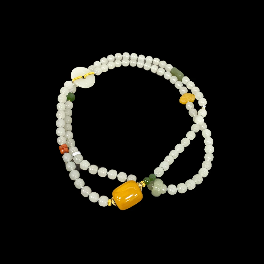 4673-和田玉18K项链多样性，发一