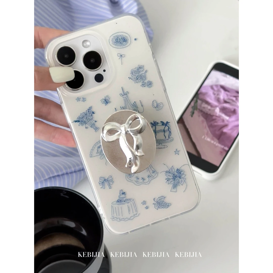 ins小众温柔法式绘画支架防摔适用于苹果16promax15/14手机壳