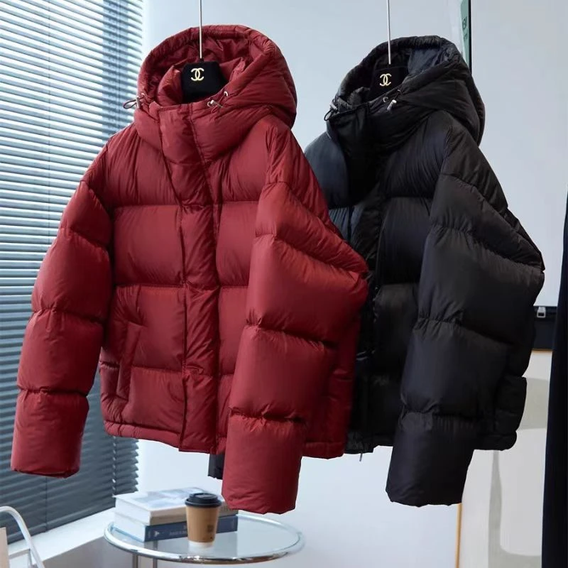 2025冬季新款加厚面包服轻柔90白鸭绒羽绒服女短款保暖抗寒户外套