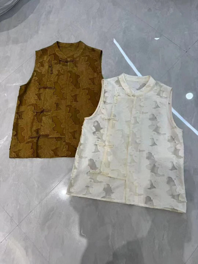 邹先森9032-30夏季新款新中式复古立领无袖马夹上衣