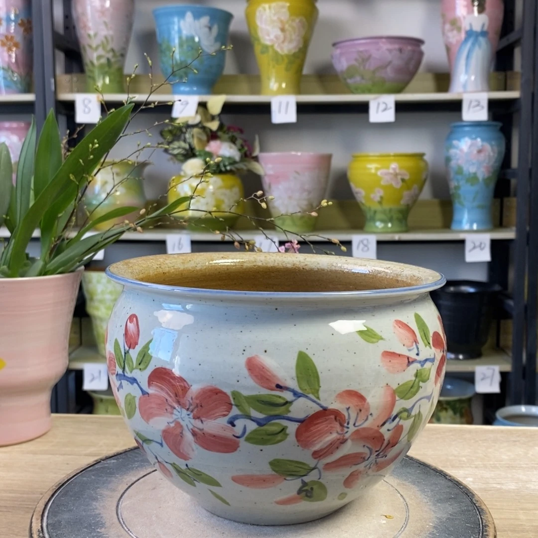 景德镇手工手绘陶瓷花盆