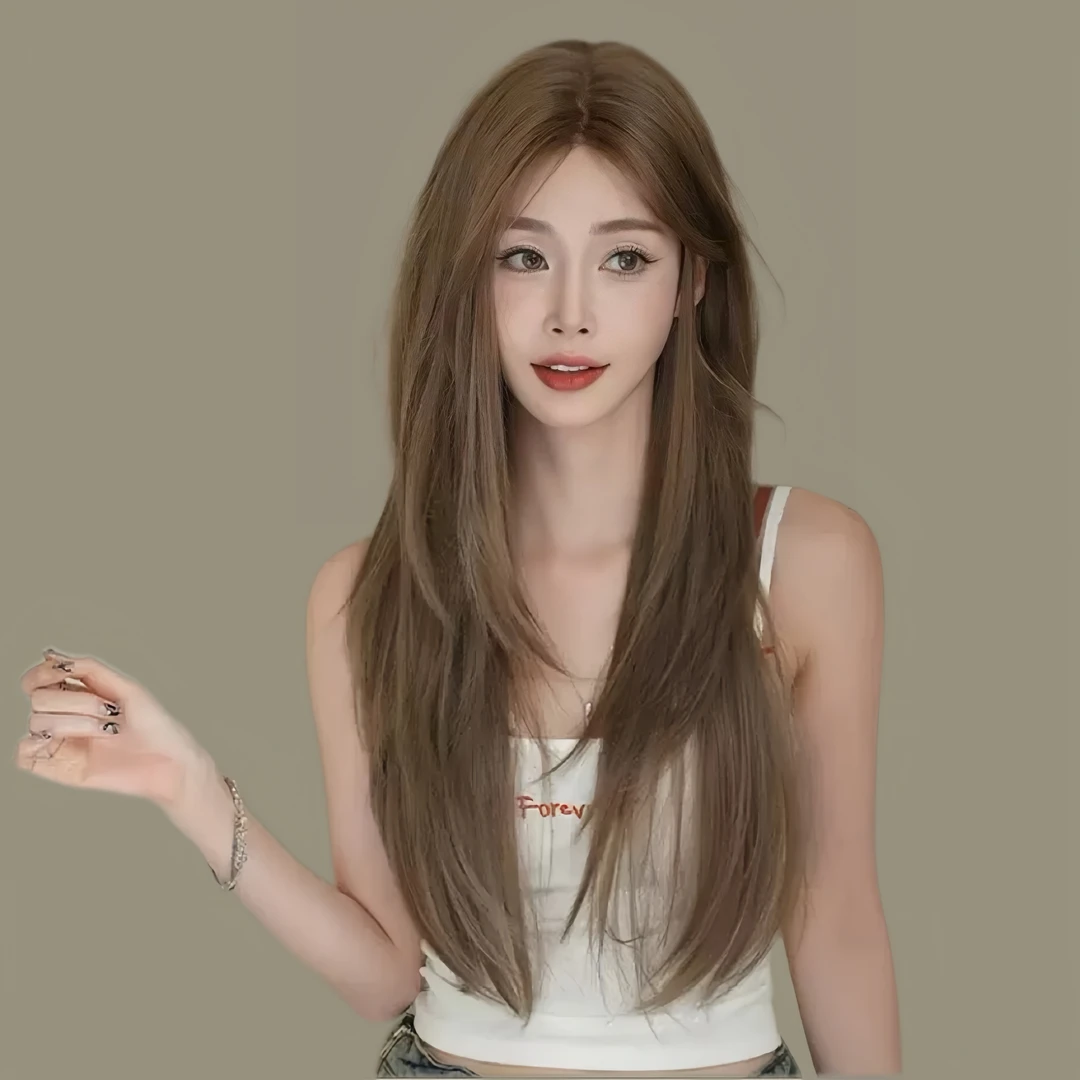 QUINTESSYA【仲夏之梦】假发女全头套中分长直发加大蕾丝透气仿真发