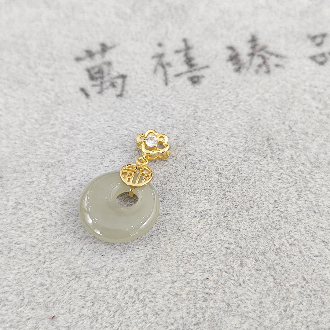 福字和田玉公主扣银吊坠P047 ea