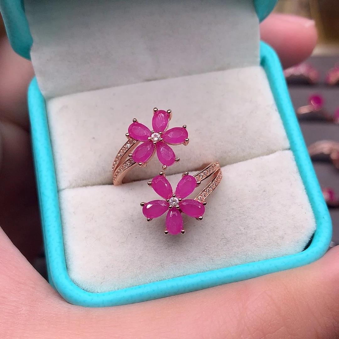 红宝石戒指银S925镶嵌