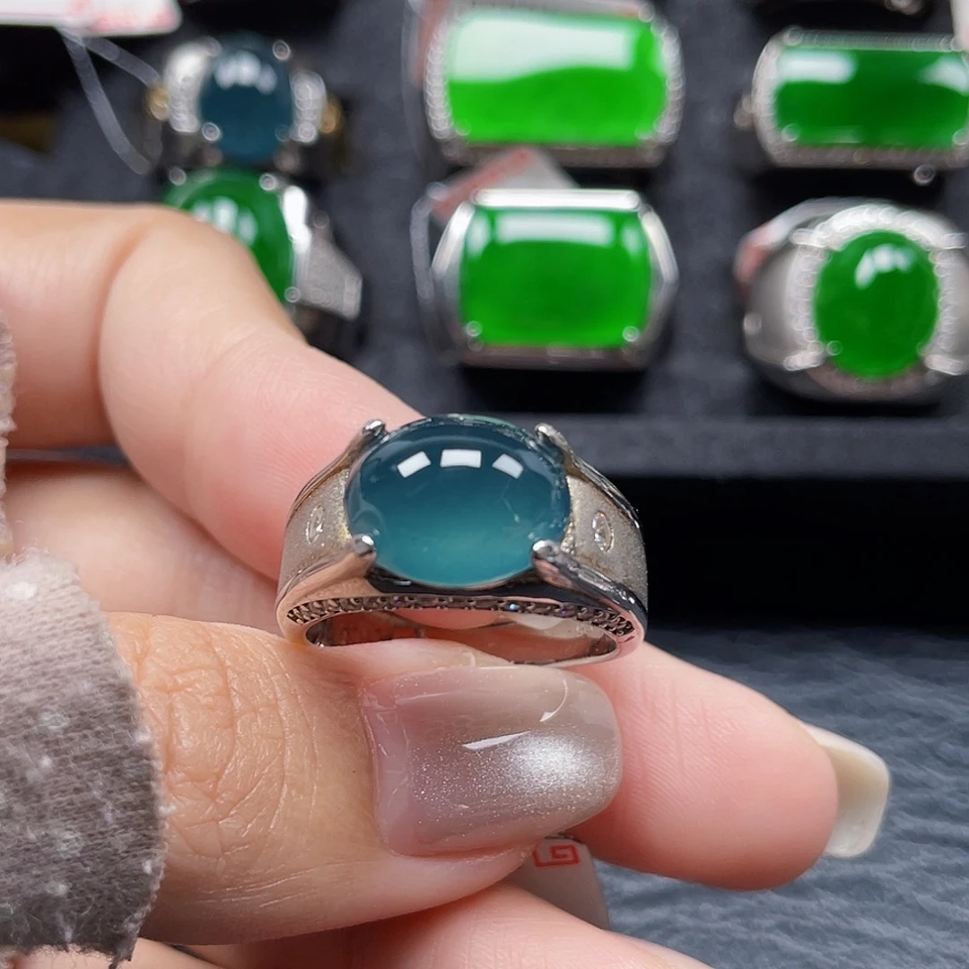 翡翠银S925镶嵌戒指天然A货翡翠没运费险3151
