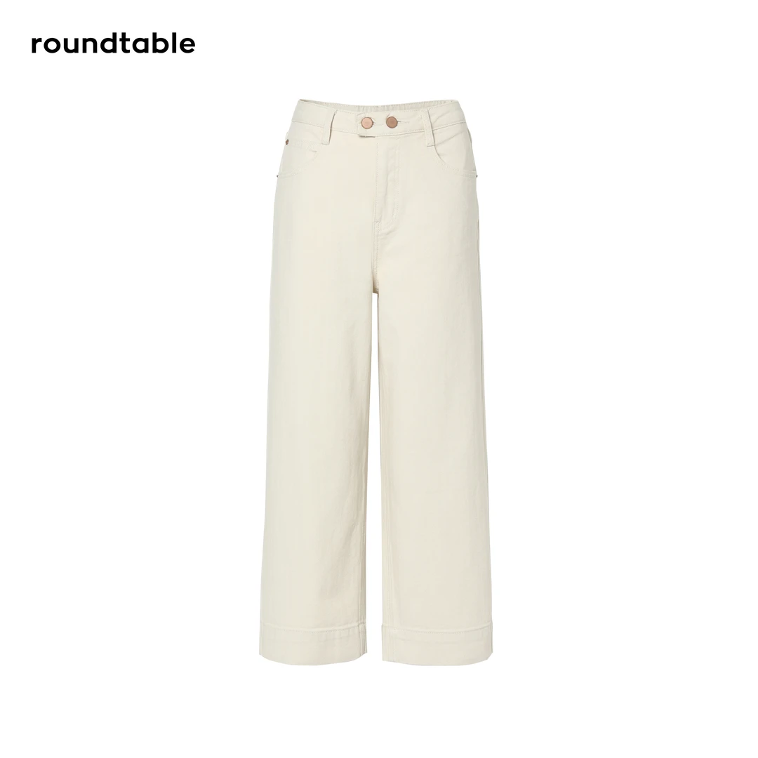 宽松休闲阔腿牛仔裤裤子休闲裤白色舒适高腰时尚百搭FGS1606982