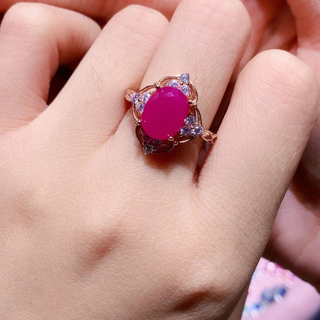 红宝石银S925镶嵌戒指