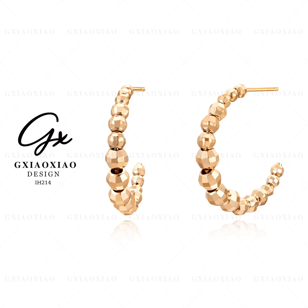 G XIAOXIAO 镀K金 轻奢气质高级碎闪感圆球耳环 IH214