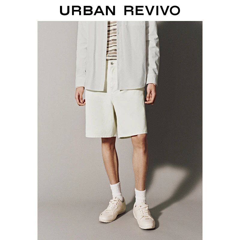 UR2025春季新款男装时尚休闲轻通勤松紧腰牛仔短裤UMM850042