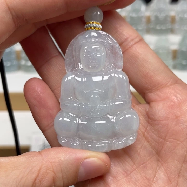 翡翠未镶嵌颈饰天然缅甸翡翠A货观音108号