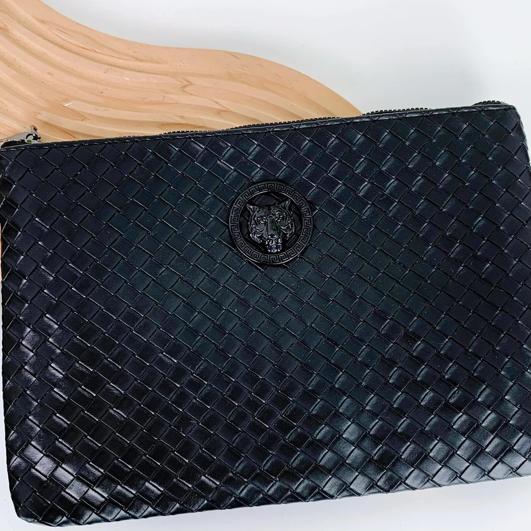 男士手包软皮编织男款商务休闲包虎头包手拿出差钱包压花KPxoq