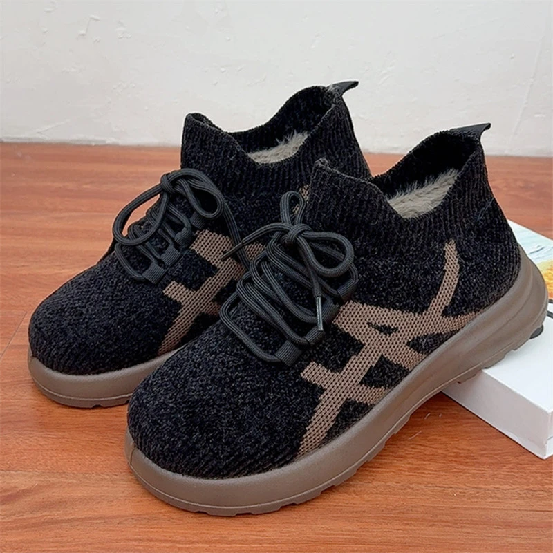 冬季加绒加厚保暖妈妈鞋舒适轻便防滑软底老北京棉鞋一脚蹬老人鞋