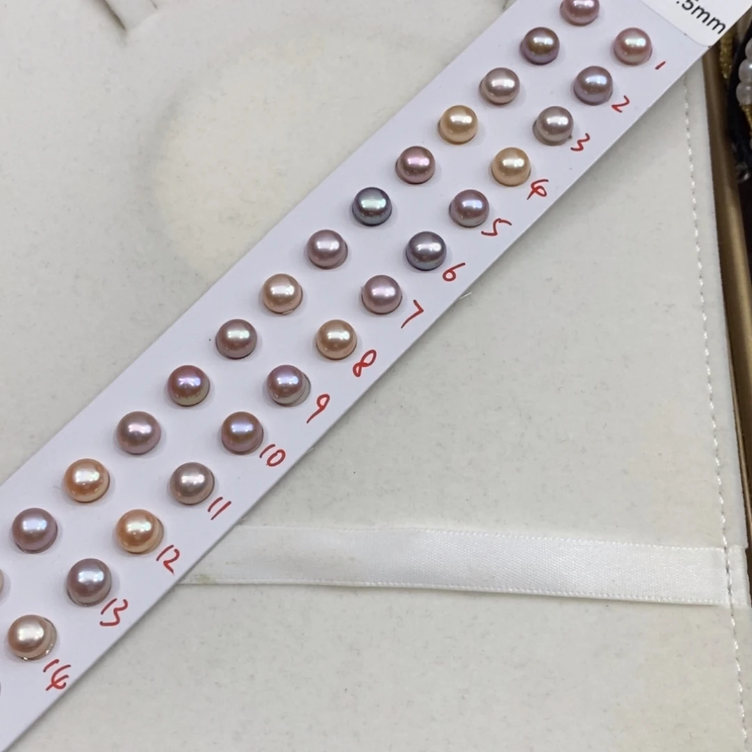 耳饰淡水珍珠银S925镶嵌7-7.5极光炫彩无核素钉备注号数