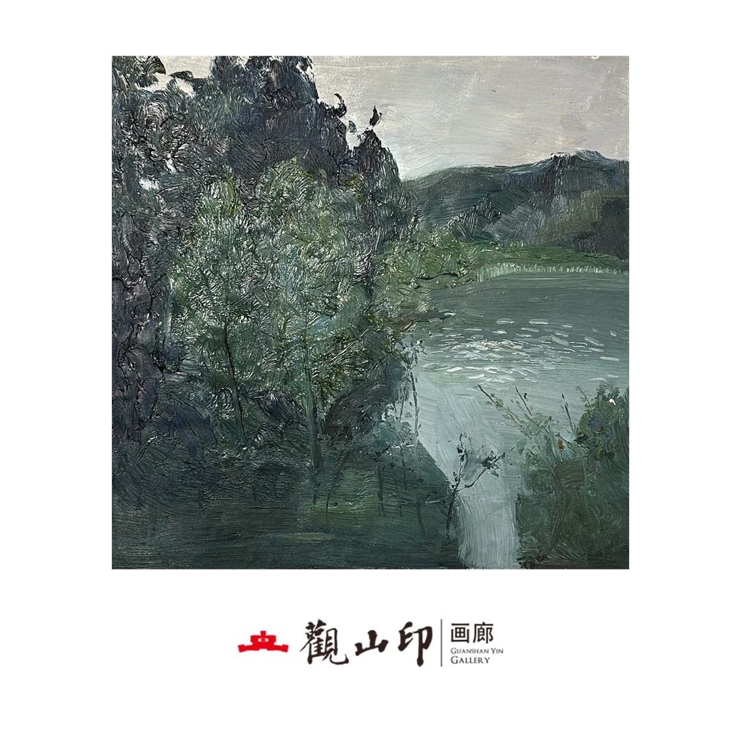 L原创手绘风景油画49x49cm山水作品1122