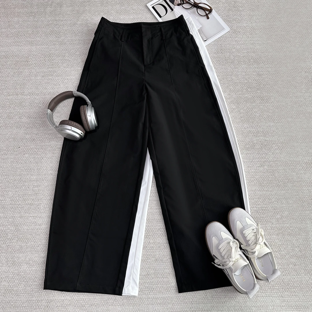 简约气质立体宽松显瘦阔腿休闲裤68591