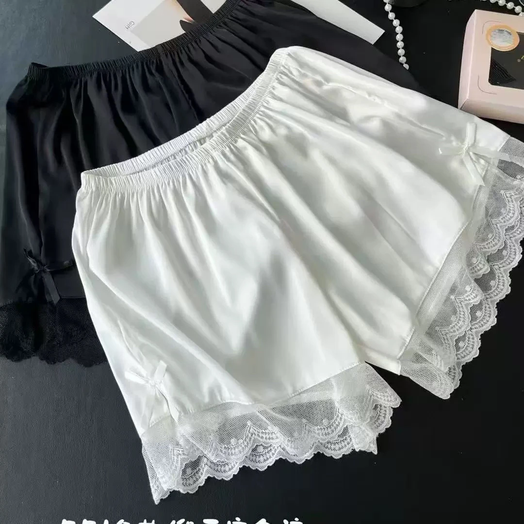 深圳南油欧货2025 夏季新款缎面蕾丝边侧面蝴蝶结防走光安全短裤
