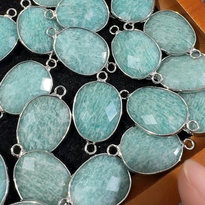 玛瑙/玉髓合金珠宝半成品2个双耳切面天河