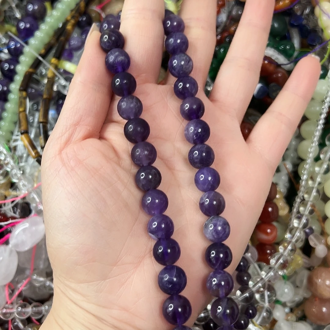 玛瑙/玉髓未镶嵌珠宝半成品，卡10紫水晶一条