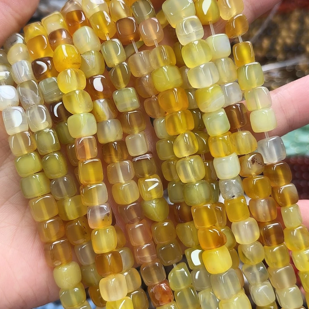 玛瑙/玉髓未镶嵌珠宝半成品卡7黄玛方块一条