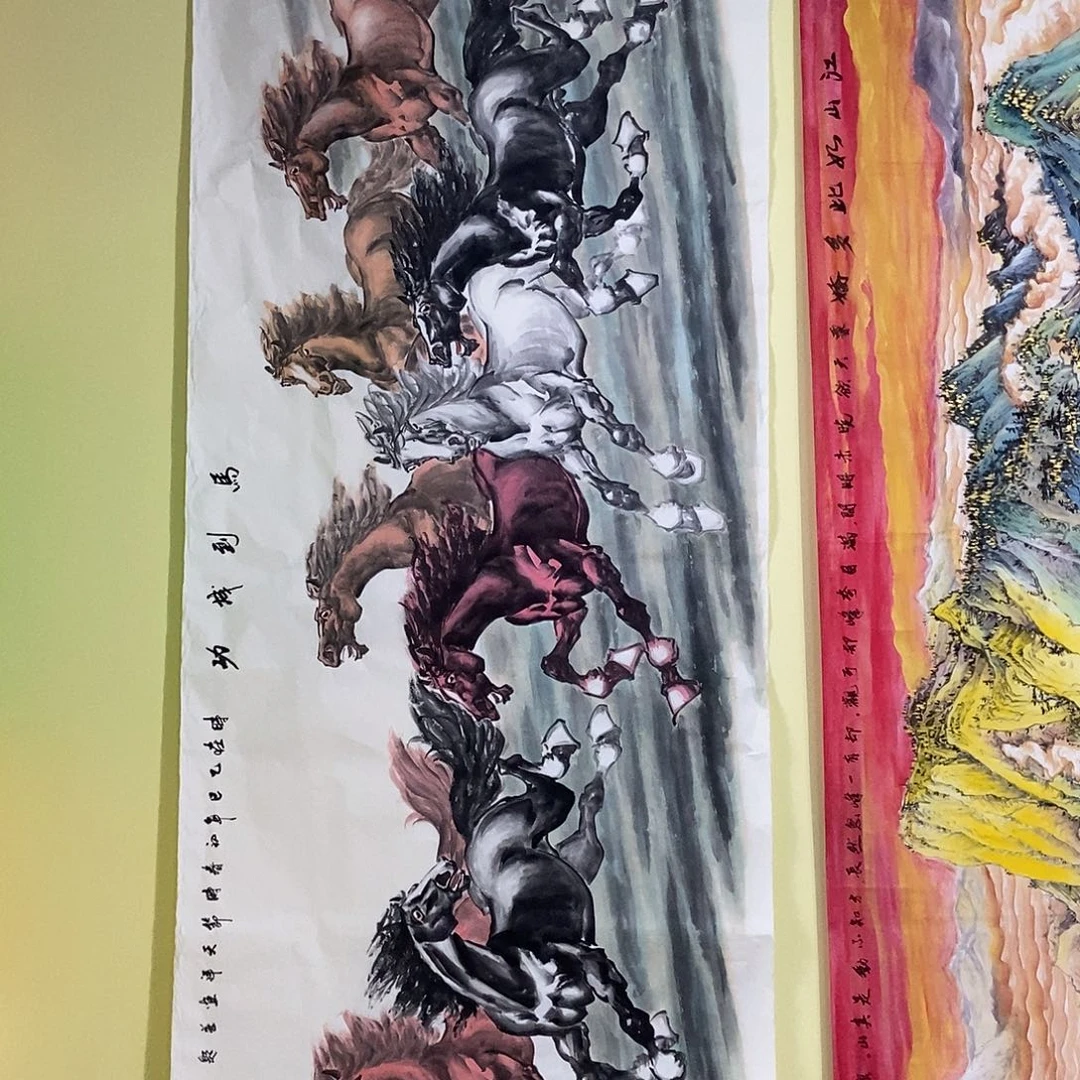 国画小八尺八骏图一副