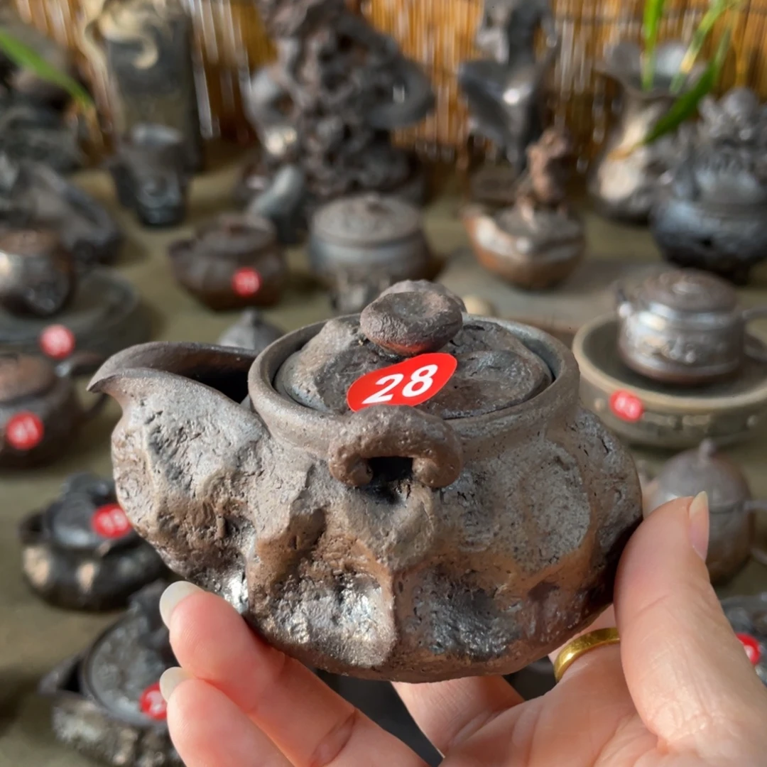 宝瓶全手捏柴烧茶器