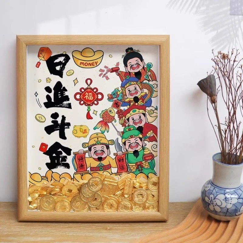 天天爆单五路财神相框元宝开业礼物乔迁新居礼品搬家发财招财摆件