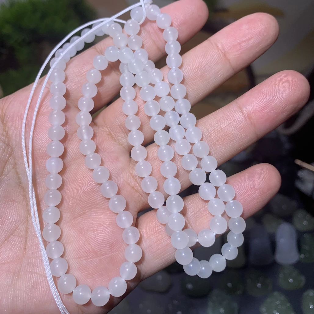 【七色美玉】天然和田玉老坑青海白6m108颗女款时尚项链